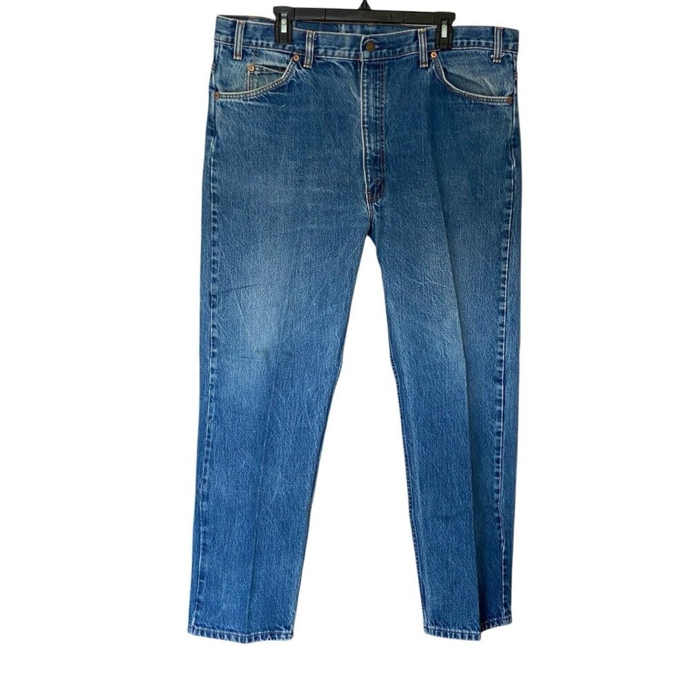 Levi's 505 Jeans 42x30 Men's Regular Fit Straight Leg Medium Wash Orange Tab